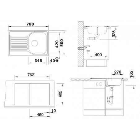 Kuchyňský dřez Blanco Tipo 45 S Compact Přírodní lesk, bez excentru Kuchyňský dřez Blanco Tipo 45 S Compact Přírodní lesk, bez excentru