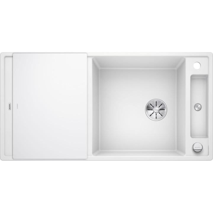 Kuchyňský dřez Blanco Axia III XL 6 S Bílá, s krájecí deskou a excentrem, se skleněnou krájecí deskou