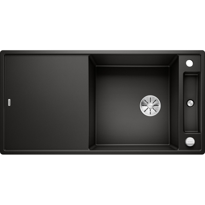 Kuchyňský dřez Blanco Axia III XL 6 S Černá, s krájecí deskou a excentrem, se skleněnou krájecí deskou