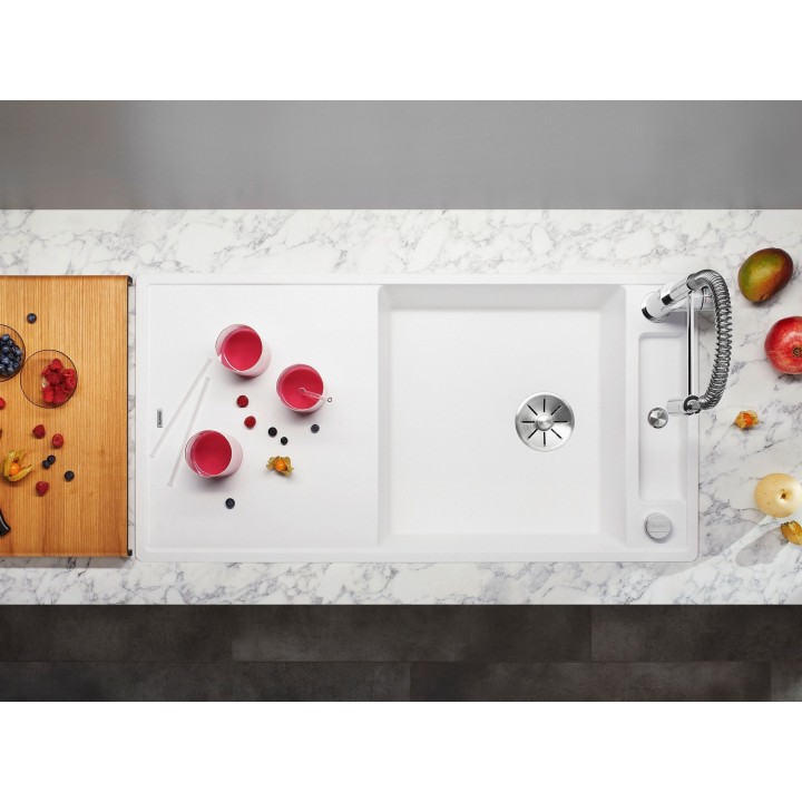 Kuchyňský dřez Blanco Axia III XL 6 S Černá, s krájecí deskou a excentrem, se skleněnou krájecí deskou