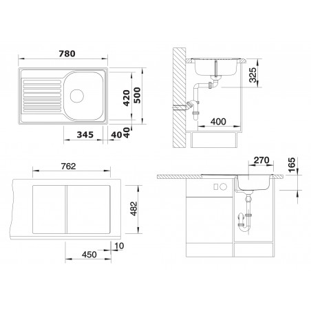 Kuchyňský dřez Blanco Tipo 45 S Compact Přírodní lesk, s excentrem Kuchyňský dřez Blanco Tipo 45 S Compact Přírodní lesk, s excentrem