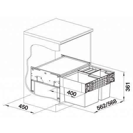 Odpadkový koš Blanco Select II XL 60/3, 1x 30 l + 2x 8 l Odpadkový koš Blanco Select II XL 60/3, 1x 30 l + 2x 8 l