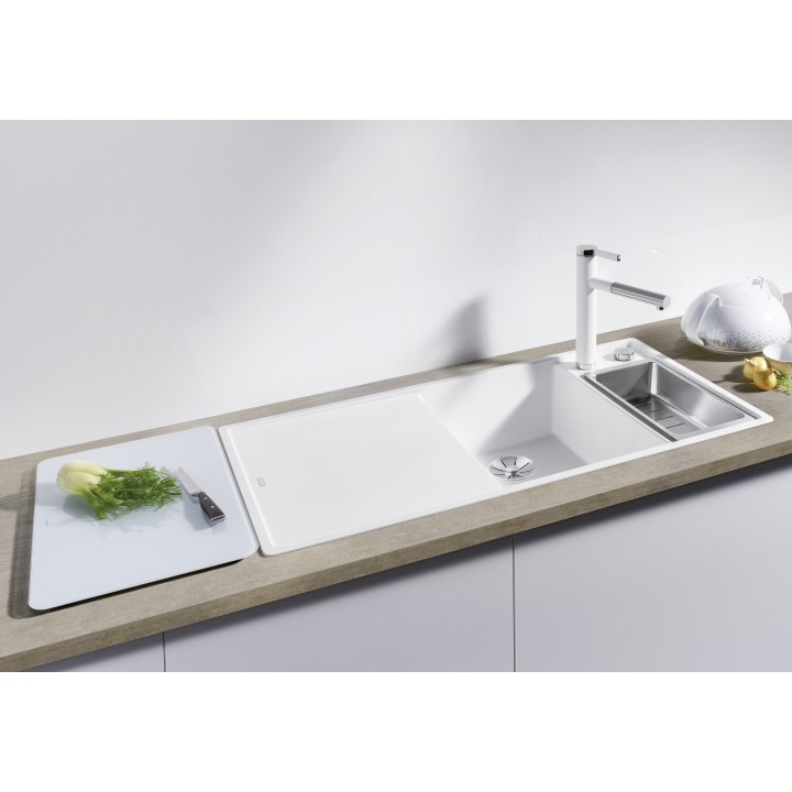 Kuchyňský dřez Blanco Axia III 6 S Kávová, pravý, se skleněnou krájecí deskou a miskou