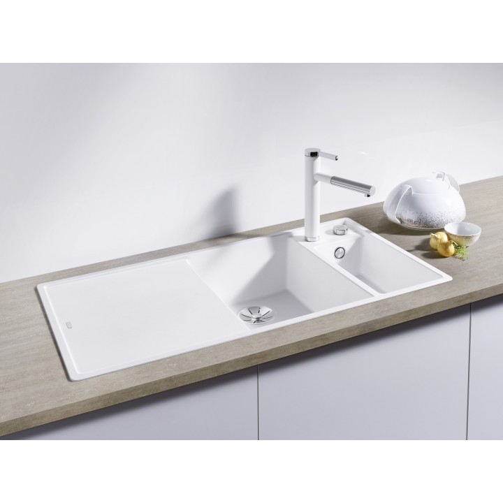 Kuchyňský dřez Blanco Axia III 6 S Bílá, levý, se skleněnou krájecí deskou a miskou