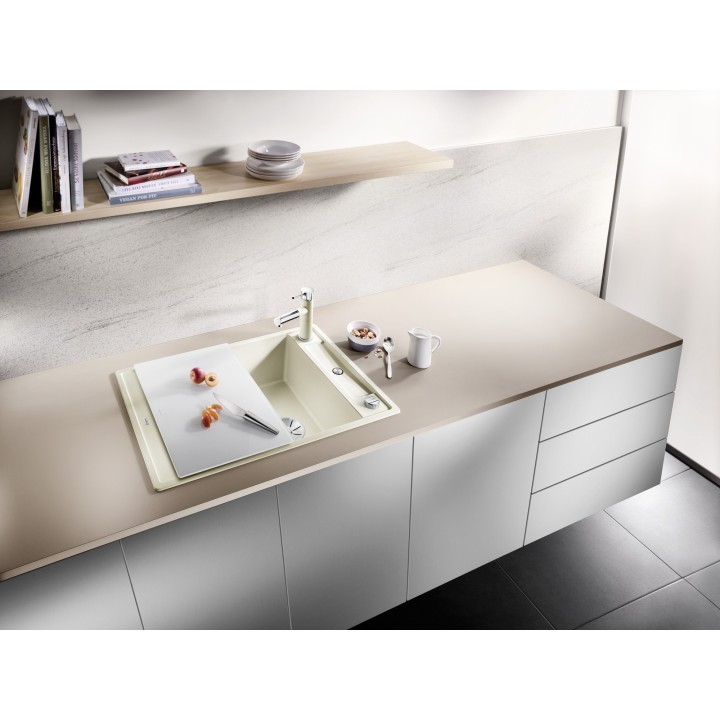 Kuchyňský dřez Blanco Axia III 45 S Bílá soft, se skleněnou krájecí deskou