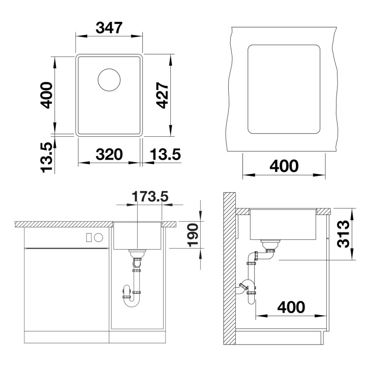 Kuchyňský dřez Blanco Subline 320-F Šedá vulkán