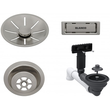 Odtoková sada Blanco v provedení Satin Platinum, pro jednu vaničku Odtoková sada Blanco v provedení Satin Platinum, pro jednu vaničku