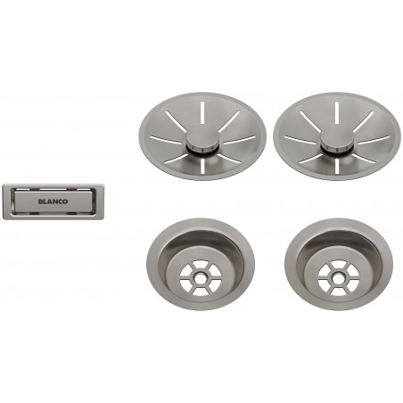 Odtoková sada Blanco InFino - Satin platinum, pro dvě vaničky Odtoková sada Blanco InFino - Satin platinum, pro dvě vaničky