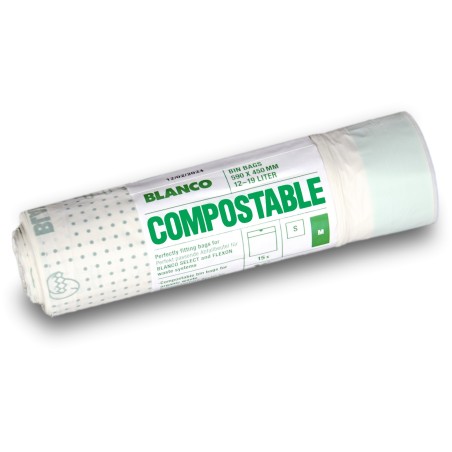 Zatahovací odpadkové pytle Blanco Compostable M, kompostovatelné, pro nádoby 12-19 l, 15 ks Zatahovací odpadkové pytle Blanco Compostable M, kompostovatelné, pro nádoby 12-19 l, 15 ks