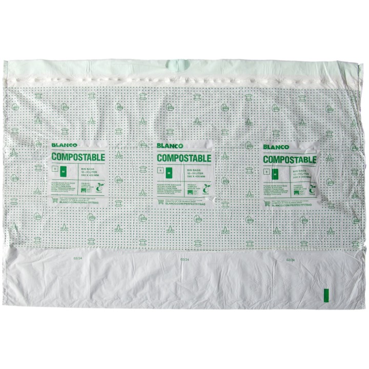Zatahovací odpadkové pytle Blanco Compostable M, kompostovatelné, pro nádoby 12-19 l, 15 ks