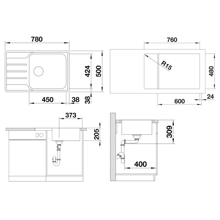 Kuchyňský dřez Blanco Lemis XL 6 S-IF Compact Kartáčovaný, bez excentru